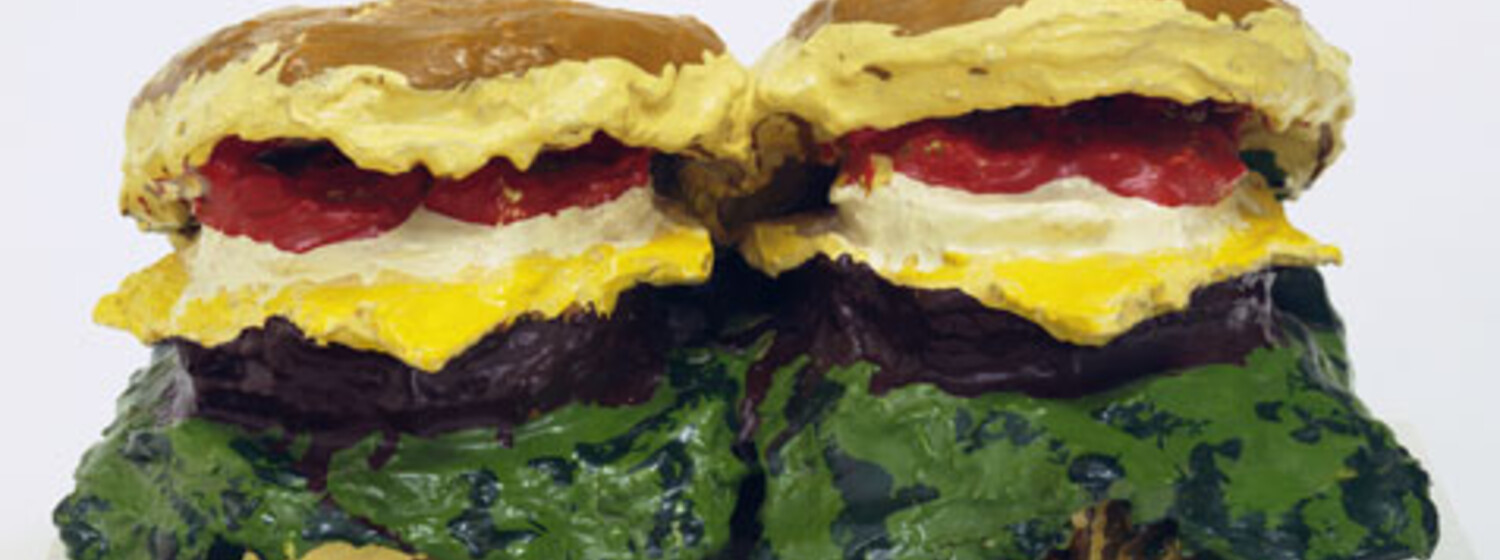 Claes Oldenburg, Two cheeseburgers, Foto: mumok Mittagsführung - Was auf den Tisch kommt