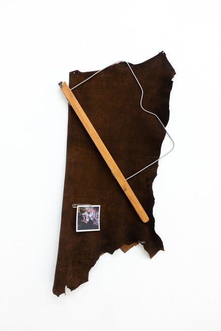 1988 Leather, wood, metal, photo.(Exhibition CROP with Gleb Amankulov at WAF gallery