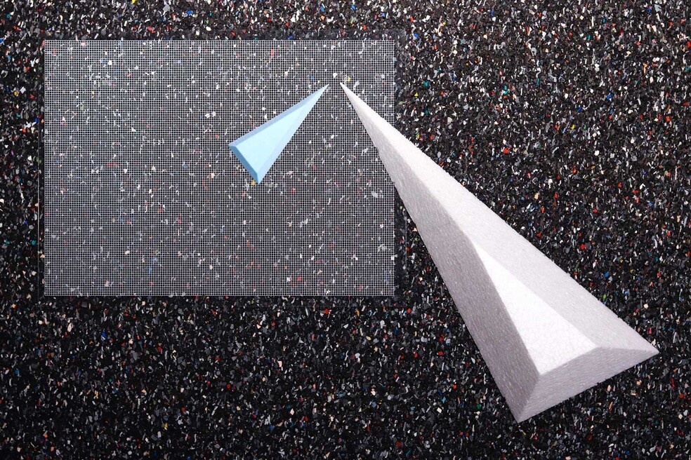 Selective sensitivity, detail, 2017, mixed media (rubber sheet, styrofoam, plastic sheet)