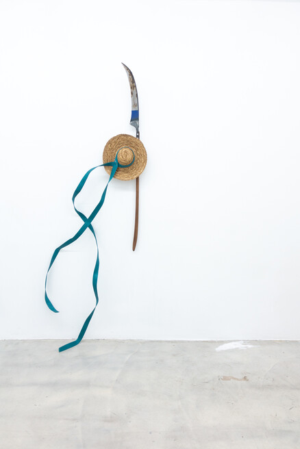 New wind. Braid, hat, belt. 2021 (Exhibition CROP with Gleb Amankulov at WAF gallery)