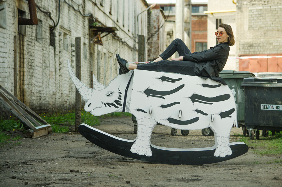 The аttraction. Ride a white rhino, Minsk 2018