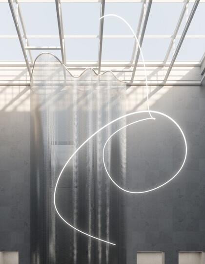 BRIGITTE KOWANZ/EVA SCHLEGEL, Kunstinstallationen im Leopold Museum, Wien, 2025, Eva Schlegel/ESTATE BRIGITTE KOWANZ, Rendering: D. Minovski © Bildrecht, Wien 2025 Ausstellung: KOWANZ. ORTNER. SCHLEGEL