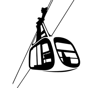 Skilift-Gondel auf weißem Hintergrund