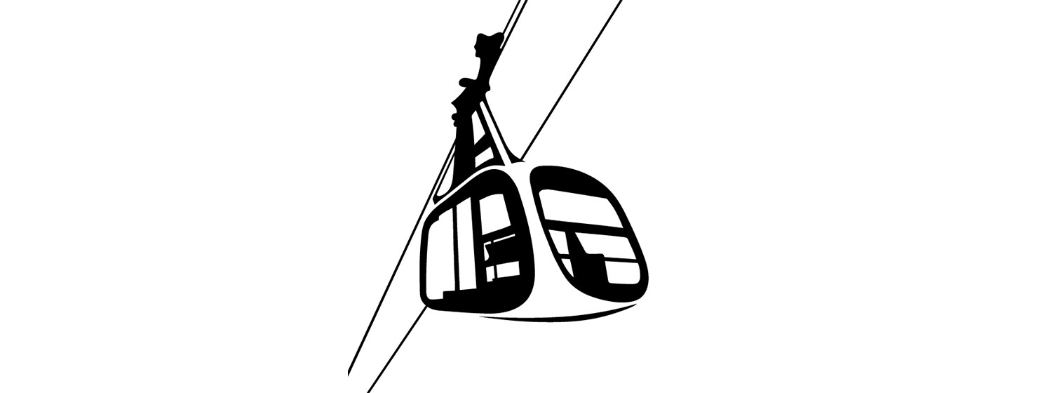 Skilift-Gondel auf weißem Hintergrund