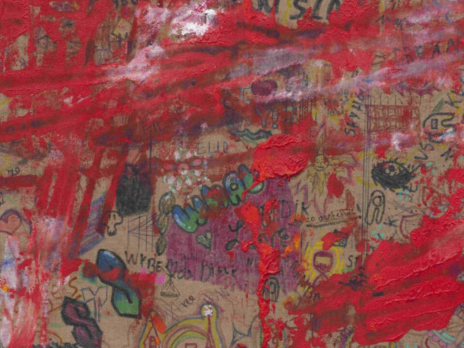 Oscar Murillo, fields of spirits, 2023 (detail), photo: Tim Bowditch and Reinis Lismanis, courtesy the artist, © Oscar Murillo Oscar Murillo, fields of spirits, 2023 (detail), photo: Tim Bowditch and Reinis Lismanis, courtesy the artist, © Oscar Murillo
