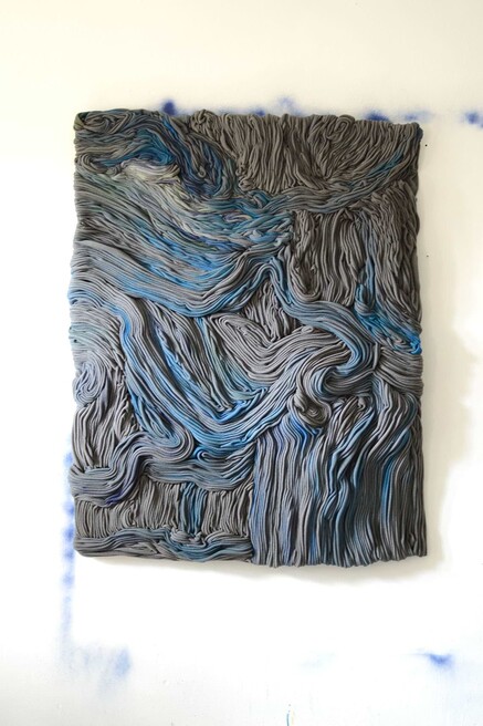 Blue Tapestry, wool, sponge, acrylic, 150x100cm, 2018