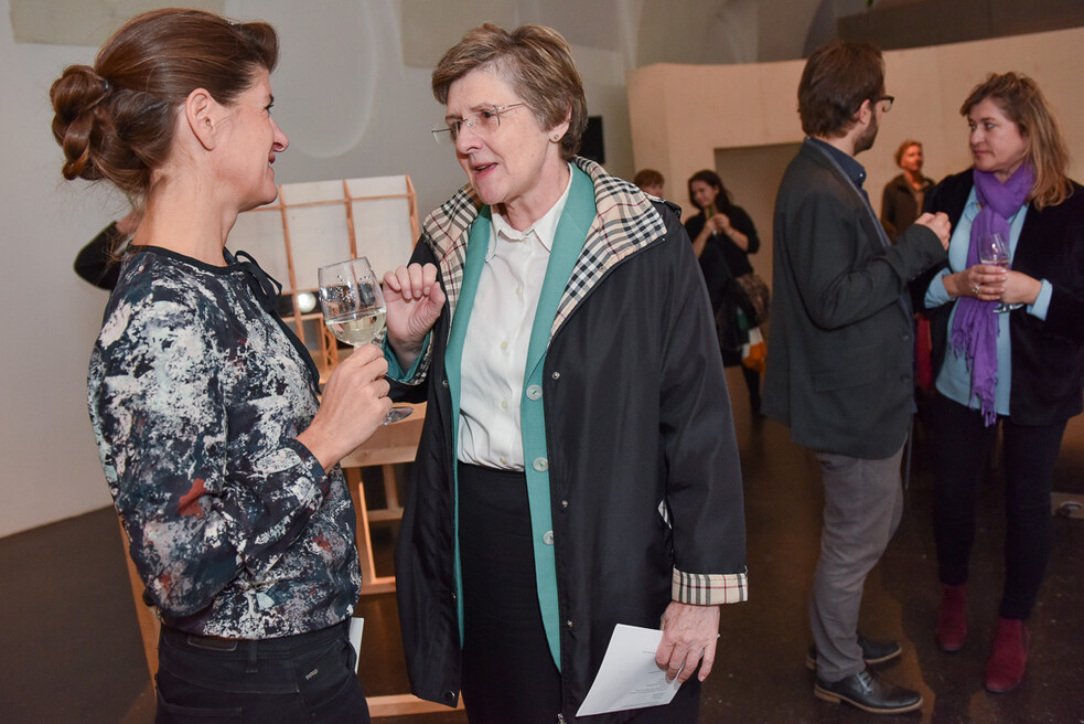 Curator Heide Wihrheim (ERSTE Foundation) with Natascha Grilj (BMEIA)