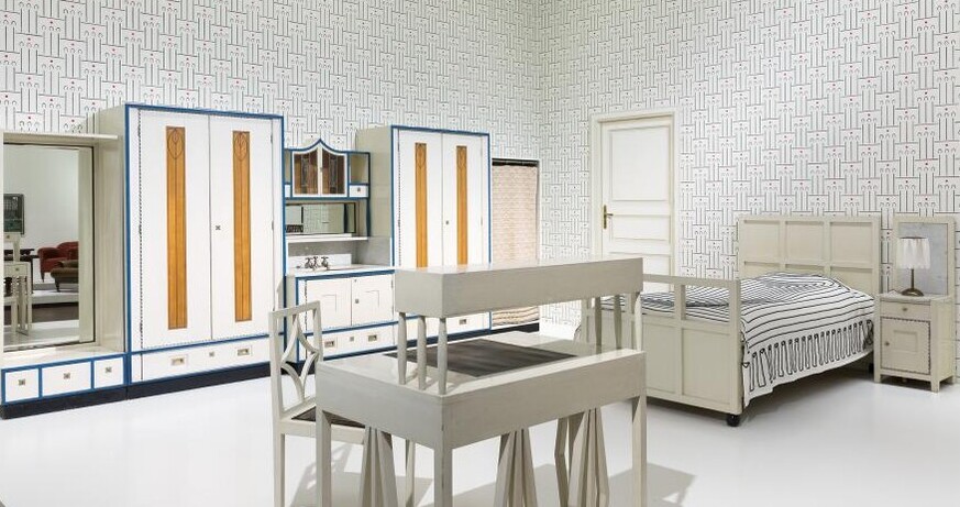 JOSEF HOFFMANN 1870–1956 Ausführung: Wiener Werkstätte Schlafzimmer für die Tochter des Textilindustriellen Max Biach, 1902 © Leopold Museum, Wien Foto: Lisa Rastl Im Blickpunkt: Architektur der Wiener Moderne