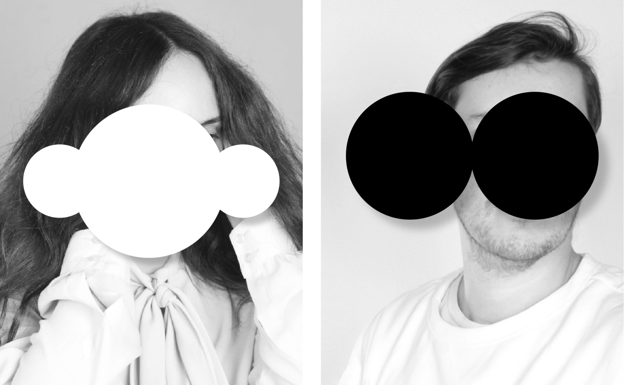 Zwei Fotografien, Mann und Frau, mit Kreisen vor dem Gesicht