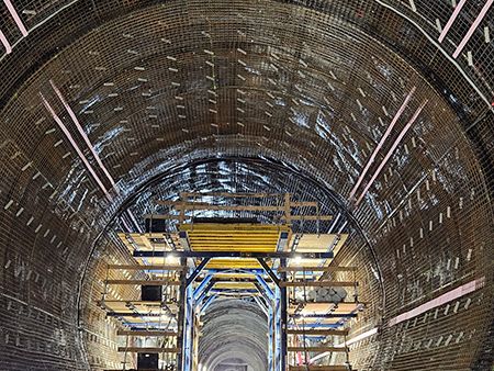 A subway tunnel under construction.