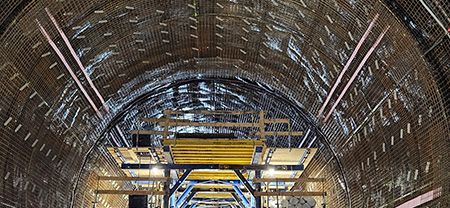 Ein U-Bahn Tunnel im Bau.