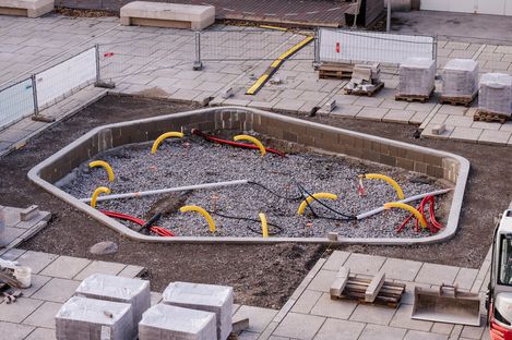 Baustelle Fixverpflanzung am MQ Haupthof.