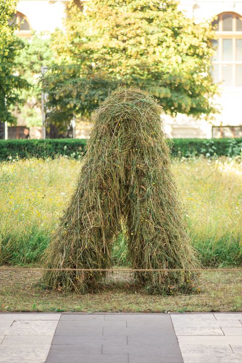 A haystack shaped like the letter “A” stands in Veruschsfeld1