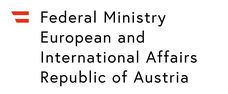 English logo of the Federal Ministry for European and International Affairs with a red symbol on the left