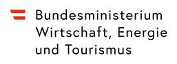 Schwarz-weiße Wortmarke (logo) mit drei roten waagerechten Balken links und dem Text 'Bundesministerium Wirtschaft, Energie und Tourismus' rechts.