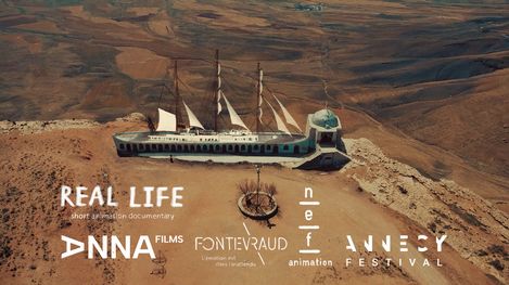 Ship-shaped building with masts on a barren hill overlooking a vast landscape.