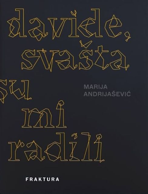 Dark book cover with geometrically distorted yellow typography