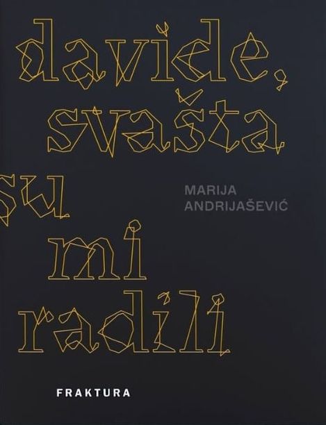 Dark book cover with geometrically distorted yellow typography