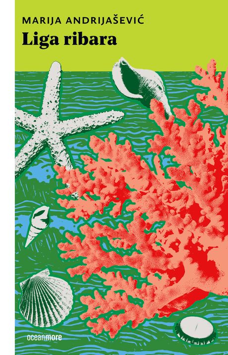 Colorful book cover featuring illustrations of coral, shells, and a starfish underwater.