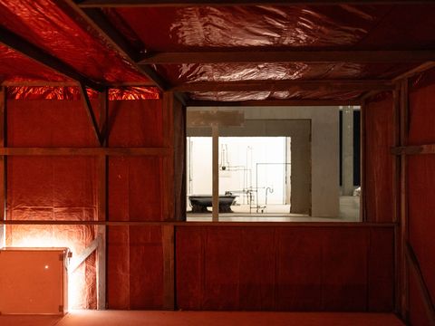 Entrance clad in red