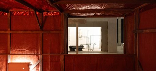 Entrance clad in red