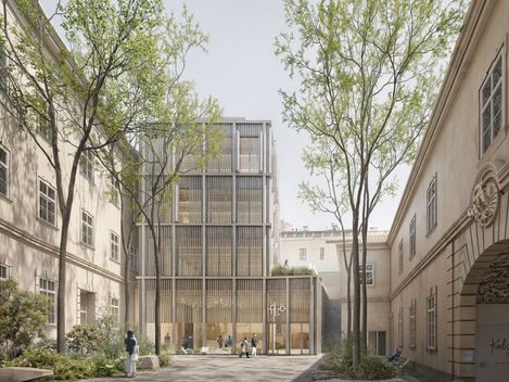 Visualisierung: Blick in den Klosterhof auf das Haus der Geschichte Österreich im MuseumsQuartier Wien