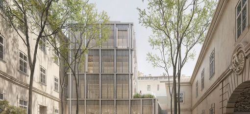 Visualisierung: Blick in den Klosterhof auf das Haus der Geschichte Österreich im MuseumsQuartier Wien