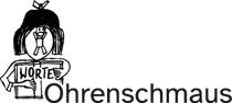Schwarz-weißer Schriftzug 'Ohrenschmaus' in serifenloser Schrift