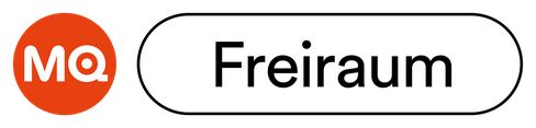 A red circle on the left contains the white capital letters 'MQ' with a stylized ring forming part of the Q. To the right, the word 'Freiraum' appears in black text. The design is clear and high-contrast.