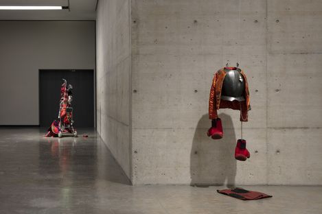 An exhibition space with sculptures by Chalisée Naamani.