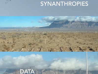 Drei Landschaftsfotos übereinander mit den Worten "STEPPE", "SYNANTHROPIES", "DATA" und "TAPESTRY" jeweils in der Mitte der Bilder.