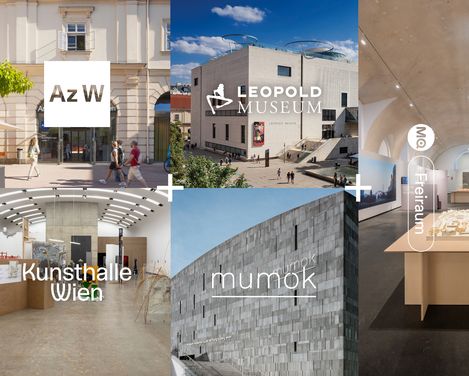 FAB 5 Kombiticket für Architekturzentrum Wien, Kunsthalle Wien, Leopold Museum, mumok und MQ Freiraum.