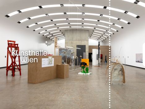 Interior view of Kunsthalle Wien featuring contemporary artworks and installations in the exhibition space.
