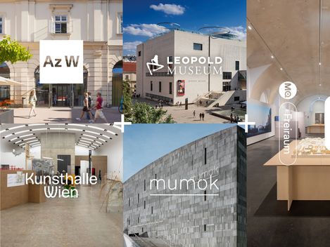 FAB 5 Kombiticket für Architekturzentrum Wien, Kunsthalle Wien, Leopold Museum, mumok und MQ Freiraum.