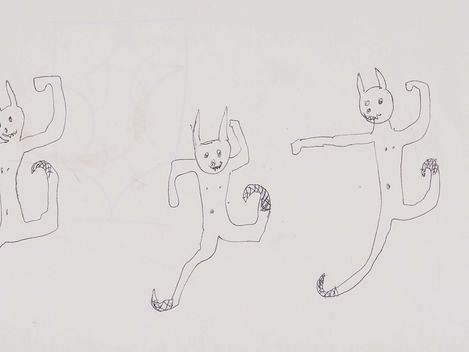 3 weiße hasen auf papier gezeichnet