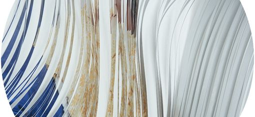 Person behind a wavy transparent surface with visible face and hands