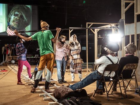 Stage scene from the play "Dark Noon"