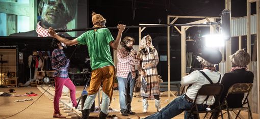 Stage scene from the play "Dark Noon"