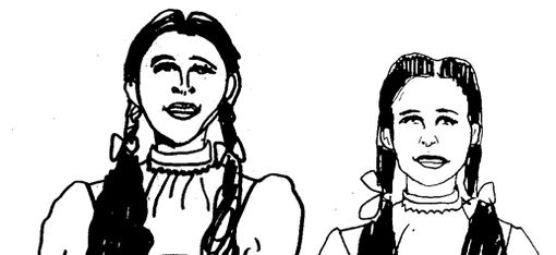 Two girls wearing dirndl dresses and braids are holding baskets in their hands.