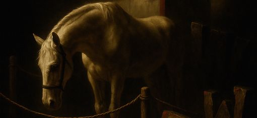 Theme of the play “The Best Play of All Time.” The image shows a horse and letters