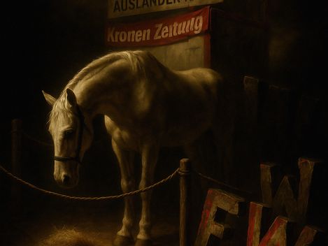 Theme of the play “The Best Play of All Time.” The image shows a horse and letters